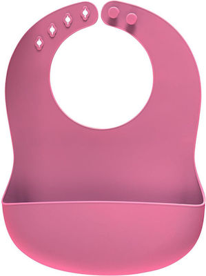 Reer Waterproof Bib Silicone with Button & Pocket Pink