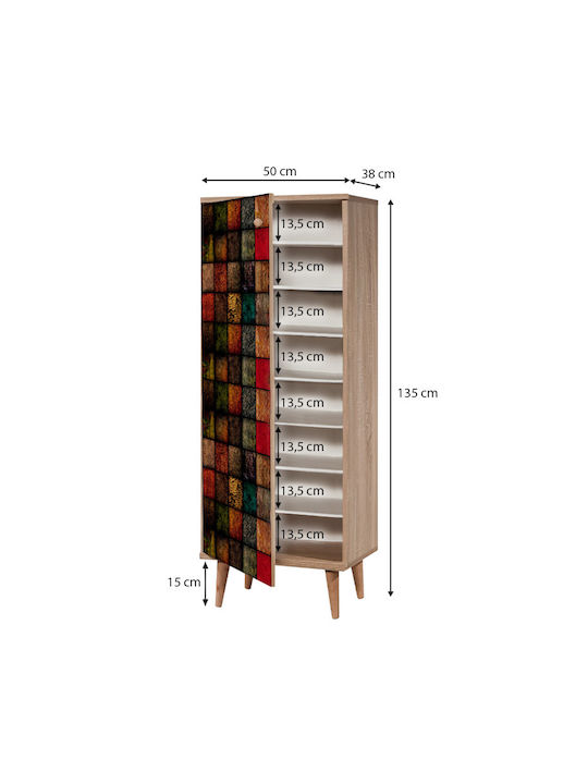 Soho Wooden Shoe Organizer with 8 Shelves Sonoma 50x38x135cm