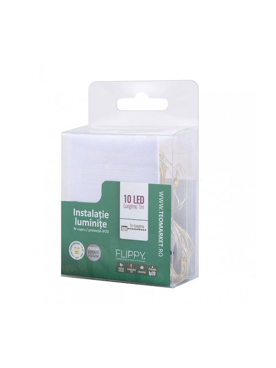10 Luminite LED 1m. Alb cald tip Șir 1buc 10 Luminite LED 1m. Alb cald tip Șir 1buc
