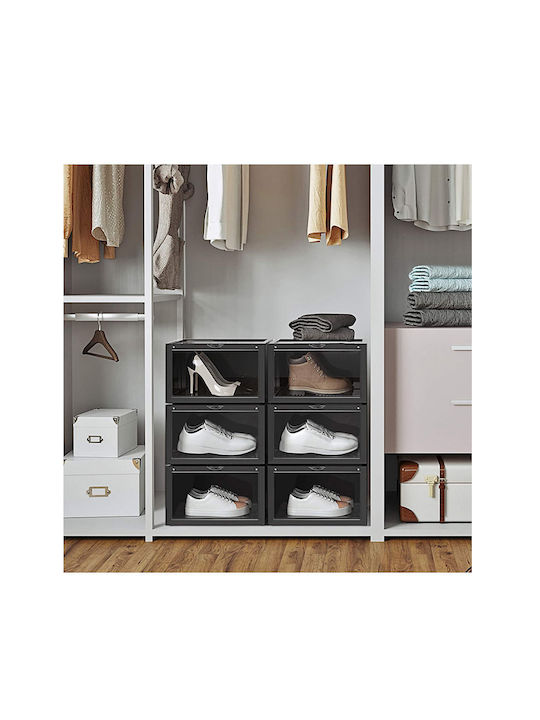 Plastic Shoe Organizer with 3 Shelves Black 72x28x66cm