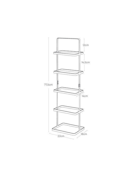 Metall Schuhschrank Tower mit 5 Regalen Black L22xW18xH77.5cm