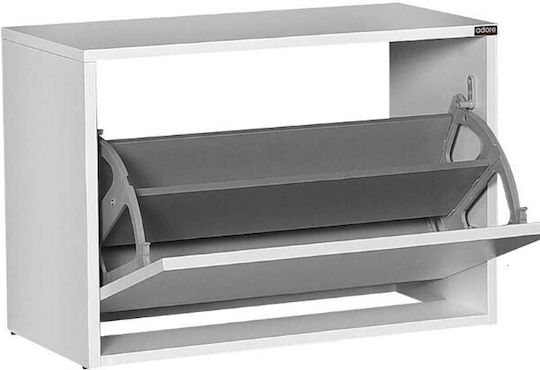 94036090900 Wooden Shoe Organizer with 2 Shelves White 60x30x42cm