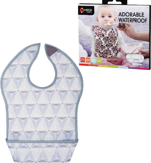 Naforye Black Knight Waterproof Bib Plastic with Hoop & Loop Fastener & Pocket Gray for 6 m+