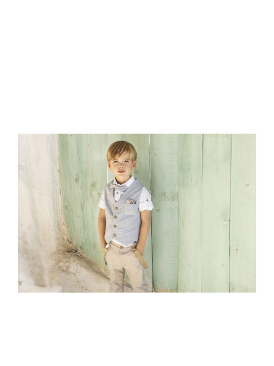 Baby Bloom Costum de Botez cu Vestă pentru Băiat Bej 6buc