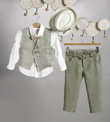 Baptism Outfit for Boy New Life 2807-2 Khaki Linen