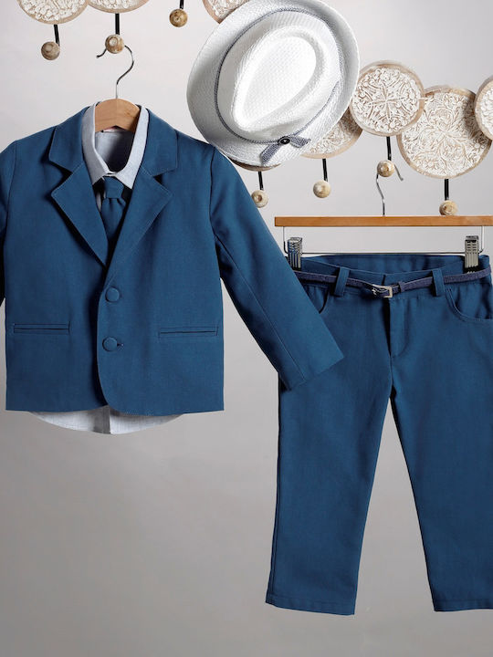 New Life Boys Baptism Suit with Blazer 6pcs Blue