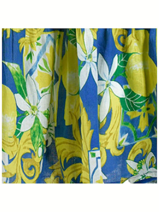 Ble Resort Collection 100% Γυναικείο Φόρεμα Παραλίας Μπλε/κίτρινο