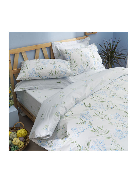 Charalambidis Textiles Κουβερλί Υπέρδιπλο από Βαμβάκι & Πολυεστέρα Γαλάζιο 220x230cm