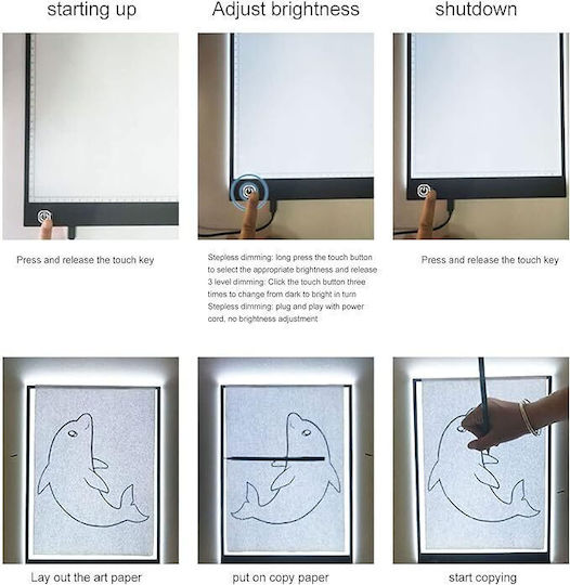 A4 Drawing Board Zola Led Backlight 3 Lighting Levels 1.8w Microusb 23x30.5x0.35 Cm Tran