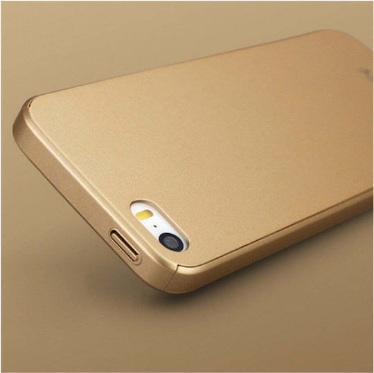 iPaky 360 Full Cover Plastic / Tempered Glass / Silicon 0.3mm Auriu (iPhone 5/5s/SE)