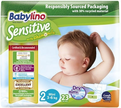 Babylino Tape Diapers Sensitive Cotton Soft Sensitive No. 2 for 3-6 kgkg 23pcs