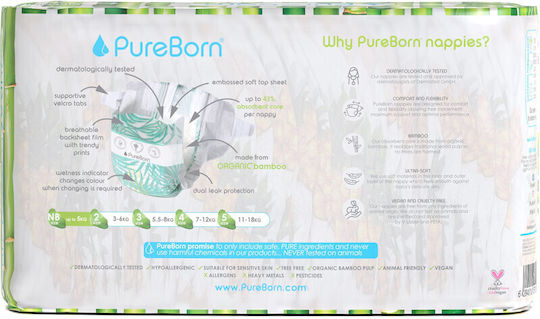 PureBorn Scutece cu bandă adezivă Pineapple Nr. 0 pentru 5+kg 34buc