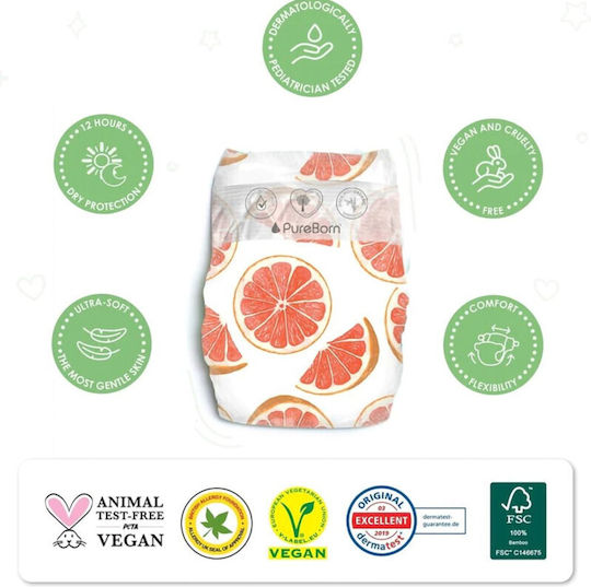 PureBorn Scutece cu bandă adezivă Pineapple Nr. 0 pentru 5+kg 34buc