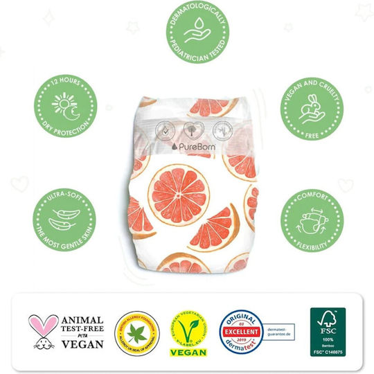 PureBorn Tape Diapers Organic Bamboo No 3 For 5.5-8kg 28 Pieces