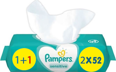 Pampers Sensitive Μωρομάντηλα χωρίς Οινόπνευμα & Άρωμα 104τμχ