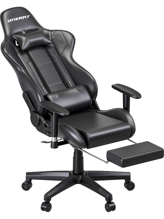 Oneray D0921F Καρέκλα Gaming Δερματίνης με Υποπόδιο Μαύρη