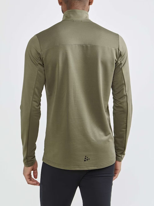 Craft Core Herren Shirt Ausschnitt mit Reißverschluss Khaki