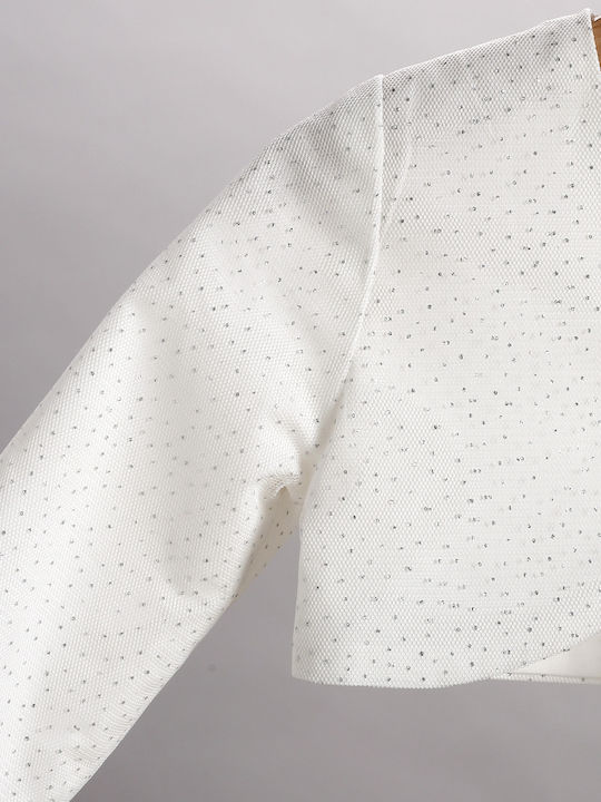 New Life Ecru Taufkleidung für Mädchen mit Haar-Accessoires Strickjacke & Kleid aus Tüll 3Stücke