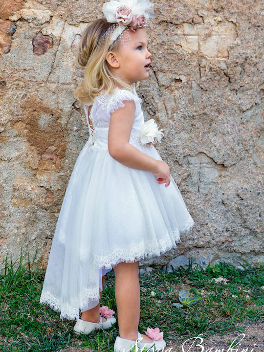Stova Bambini G6 White Baptism Clothing Set with Hair Accessories & Dress made of Lace 2pcs