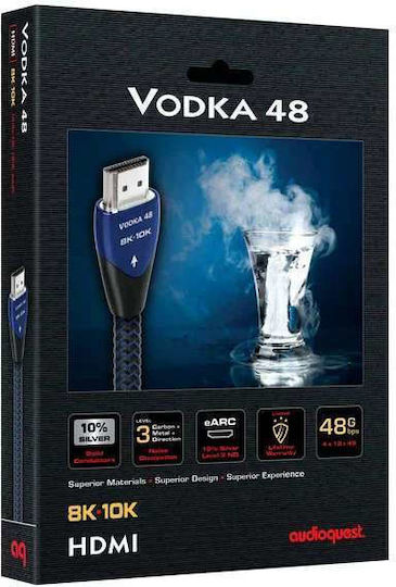 Audioquest Vodka 48 HDMI 2.1 Ultra High Speed 48Gbps 4K 120Hz HDR VRR Cable HDMI Male - HDMI Male 3m Silver
