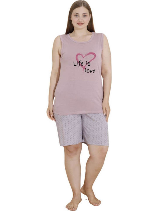 Women's Cotton Sleeveless Pajama Shorts 10319 Purple