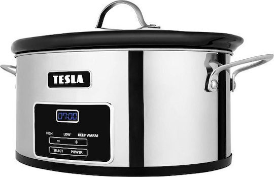 Tesla Electronics SlowCook S800 Deluxe Elektrischer Bräter 250W mit Kapazität 5.6Es Silber