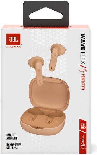 JBL Wave Flex Earbud Bluetooth Handsfree Earphones with Sweat Resistance and Charging Case Beige