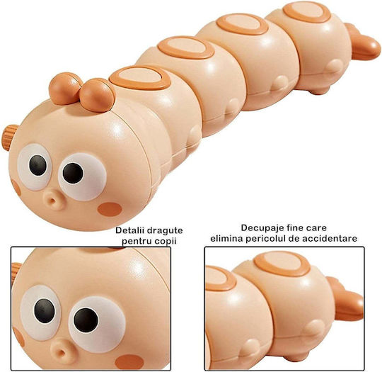 Jucărie mecanică pentru copii Flippy, gândaci amuzanți, cheie distractivă, se târăște și se mișcă, 15 x 4 cm, portocaliu