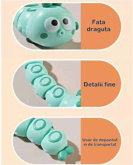 Mechanisches Spielzeug Kinder Flippy Lustige Raupe Schlüssel Spaß Krabbelt Bewegt 15 x 4 cm Grün