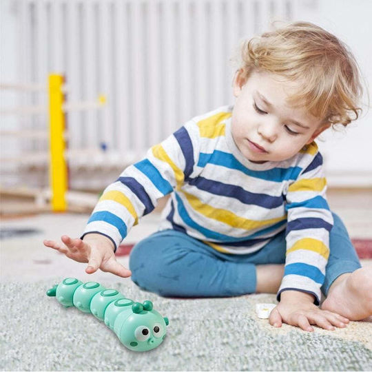 Mechanisches Spielzeug Kinder Flippy Lustige Raupe Schlüssel Spaß Krabbelt Bewegt 15 x 4 cm Grün