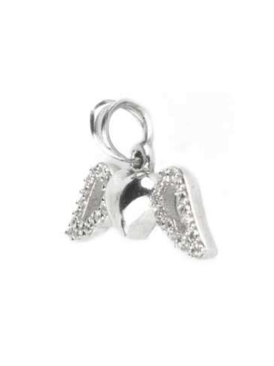Pandantiv Jolie argint Sterling 925 design aripi inimă cu pietre de zirconiu 25 x 15 mm 1,4 g