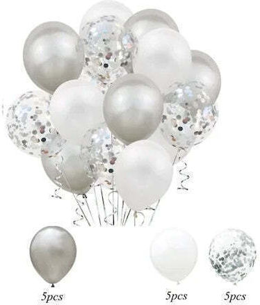 Set 15 baloane de petrecere Flippy alb argintiu 30 cm