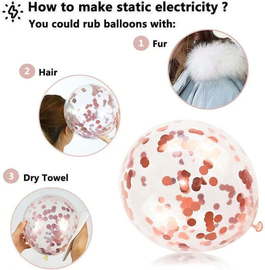 Set 15 Party Balloons Flippy Rose Gold White 30 Cm