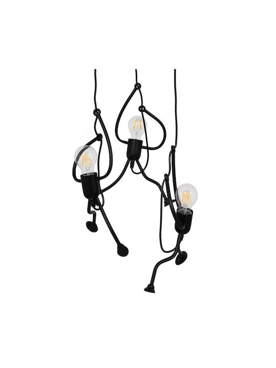 GloboStar Little Man Pendant Light Black with Socket E27 37x35x40cm