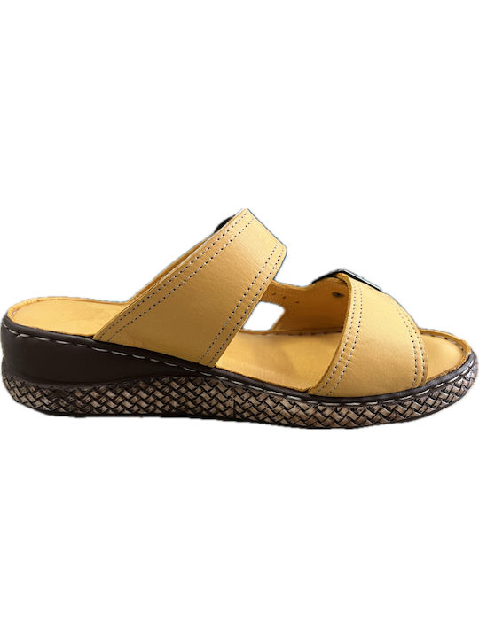 Gotsi Anatomic Anatomic Women's Leather Platform Wedge Sandals Yellow