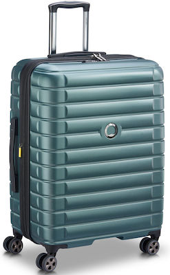 Delsey Expandable Large Travel Suitcase Shadow Green with 4 Wheels Height 70cm