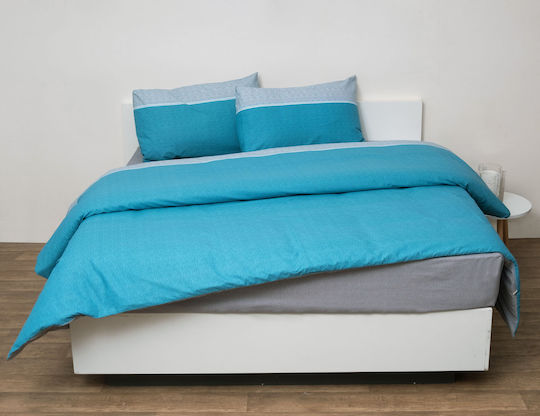 Anna Riska Duvet Cover Set Cotton Semi-double with Pillowcase 180x240 5010 Petrol Blue