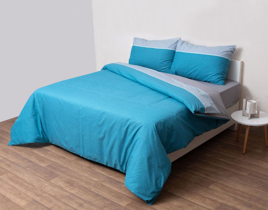 Anna Riska Duvet Cover Set Cotton Semi-double with Pillowcase 180x240 5010 Petrol Blue
