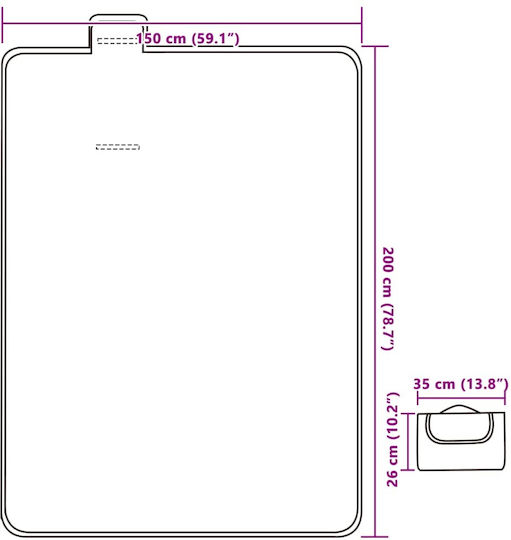 vidaXL Κουβέρτα Πικ Νικ 200x200cm σε Μπλε χρώμα