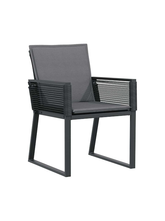 Outdoor Chair Rattan Black with Cushion 2pcs 45x42x79cm