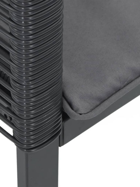 Outdoor Chair Rattan Black with Cushion 2pcs 45x42x79cm