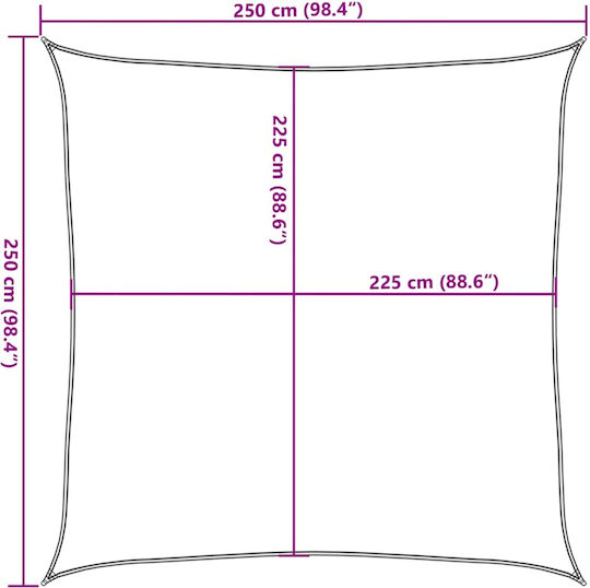 vidaXL Квадрат Shade Sail Сив 2.5x2.5m 160гр/кв.м