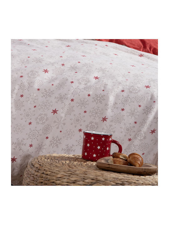 Nef-Nef Homeware Best Wishes Super Double Cotton Duvet Cover Set with Pillowcases 230x240 Ecru