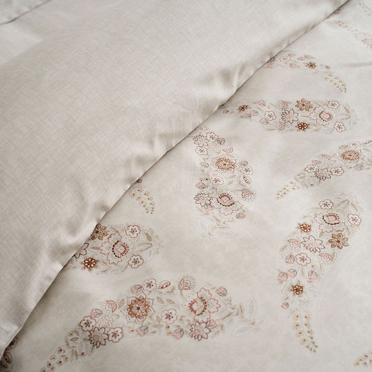 Vesta Home Σετ Παπλωματοθήκη Βαμβακοσατέν 230x240cm Υπέρδιπλη με 2 Μαξιλαροθήκες Karen Sand