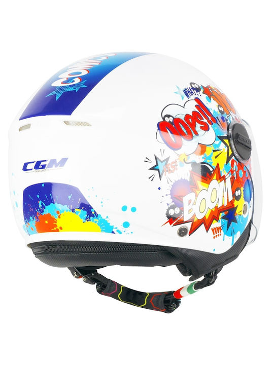 CGM Mini Comics Blue White Kinder Motorradhelm Jet ECE 22.06 850gr