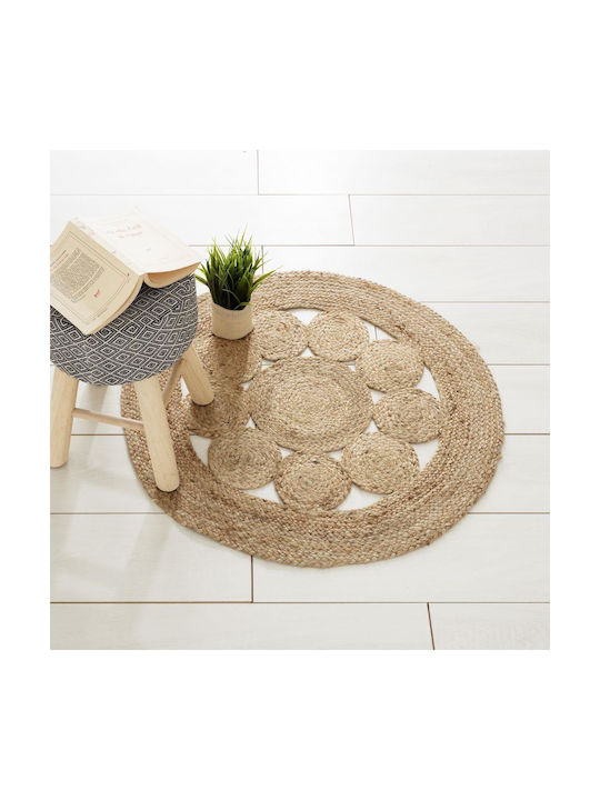 Atmosphera Outdoor Living Room Rug Round Made of Natural Jute Diameter 80cm
