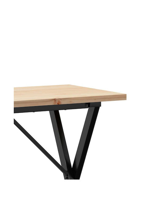 Masă Sala de mese din Lemn Masiv & Metal Maro 100x50x75.5buc