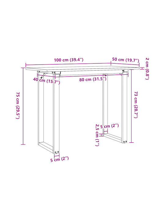 Table Dining Room from Solid Wood & Metal Coffee 100x50x75cm
