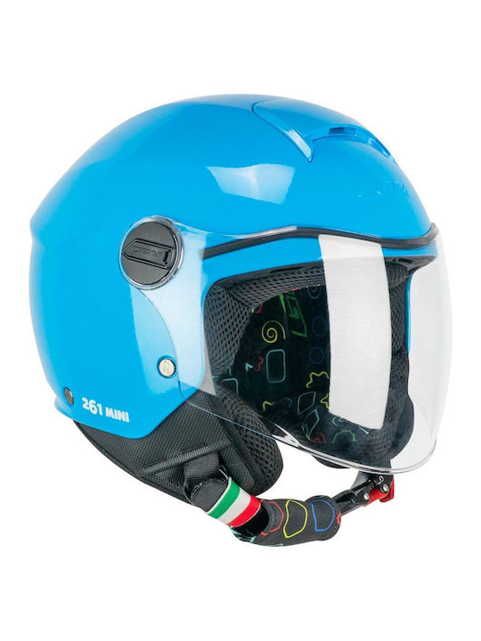 CGM Mini Mono 261A Light Blue Children's Motorcycle Helmet Jet ECE 22.06 850gr
