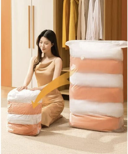 Ruhhy Plastic Sac de Depozitare pentru Haine Etanș și cu Vid în Culoare Alb 80x100x30cm 1buc